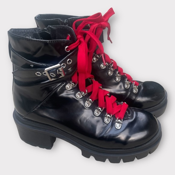 Jeffery Campbell Czech Patent Faux Leather Combat Platform Boots| 9.5 - Picture 3 of 11